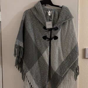 Mixit Charcoal and Light Gray Hooded Poncho